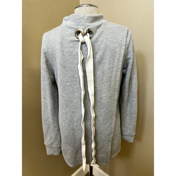 HALOGEN Women's Gray Sweatshirt Yoga Collared Open Back and Tie Size SMALL - Picture 3 of 4
